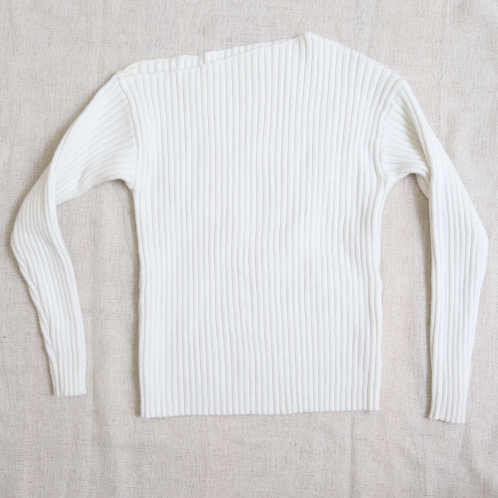 White Asymmetrical Long Sleeve Sweater Top